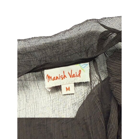 Manish Vaid Dress Cover-Up Size M Black Gold Embellished Resort Beach Poolside - Picture 11 of 14